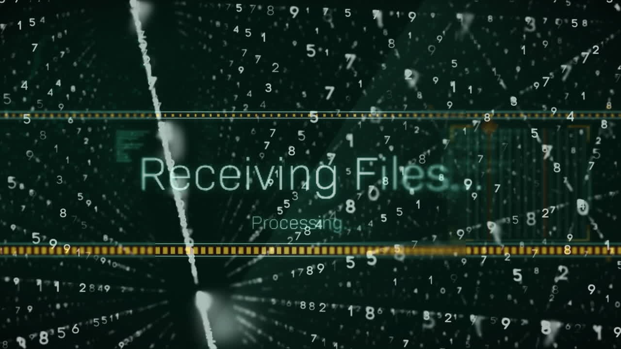 animación del procesamiento de datos sobre un fondo negro