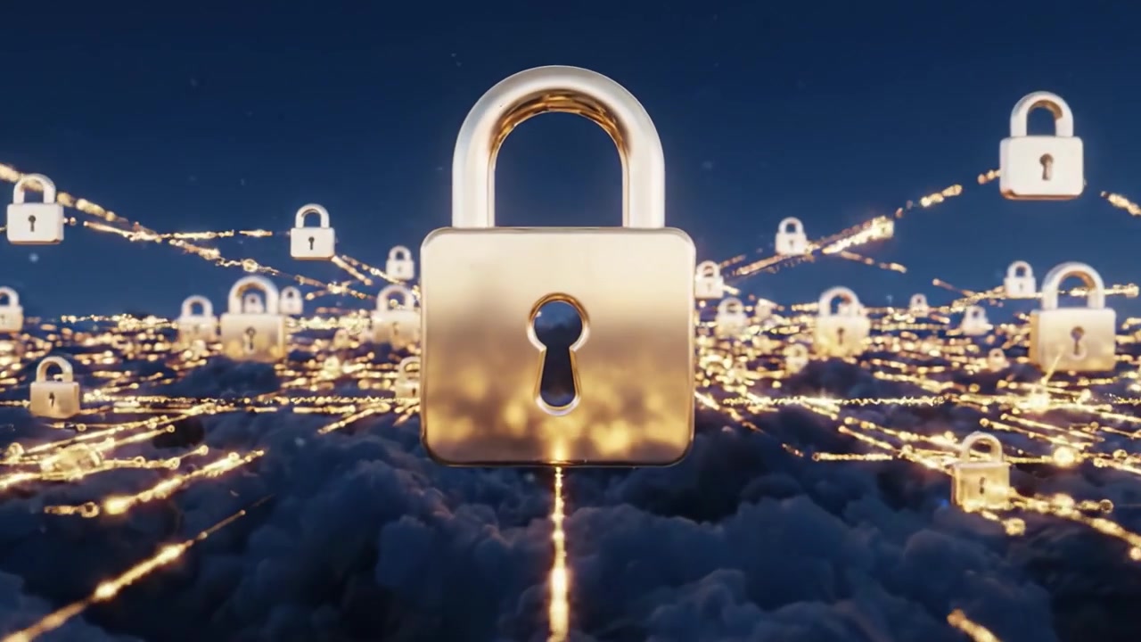 Exploring the Realm of Security and Connectivity: A Journey Through Ethereal Cloudscapes and Symbolic Lock Imagery Representing Digital Protection and Information Safeguarding