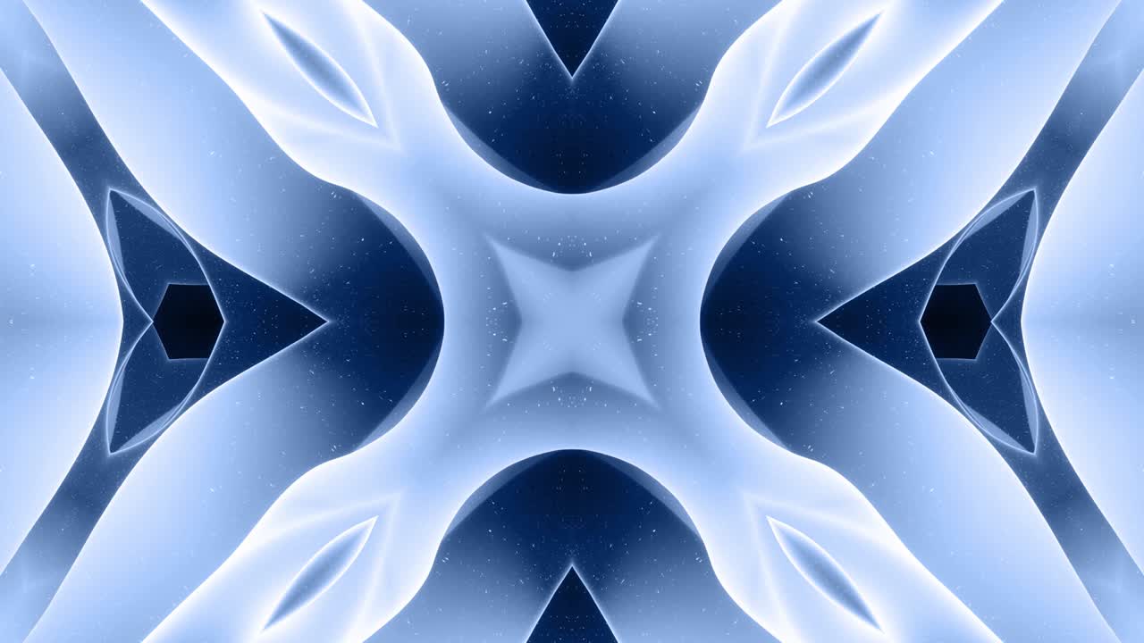 forma abstracta en 3d como una estrella o una flor, estructura simétrica de material de terciopelo azul negro intercalado con pañuelos, formas de cambios cíclicos suaves. fondo mate suave y elegante, animación suave.