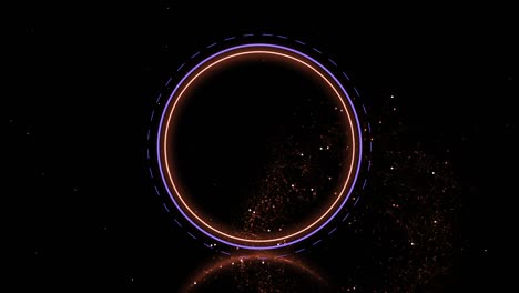fondo de la boda. visualización abstracta de un anillo de oro wirh partículas de polvo rociadas alrededor y reflejo inferior.