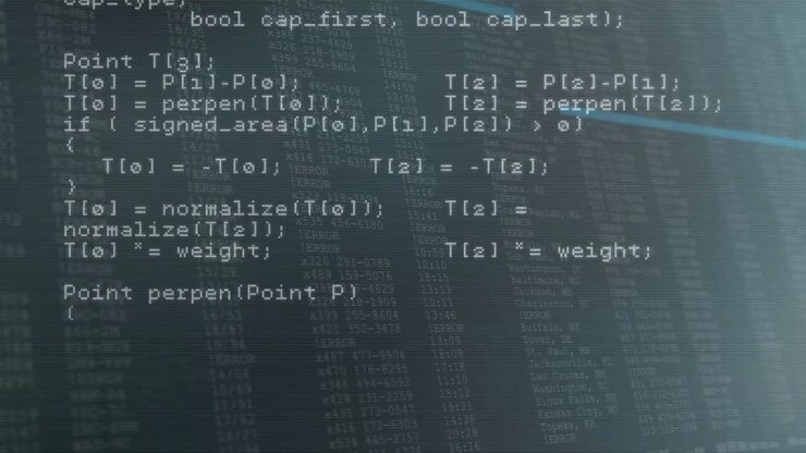 Opent C++ editor, voert bestandsloop uit, dan HTTP-verzoek scrollt naar polylijn en intersect1 demo.