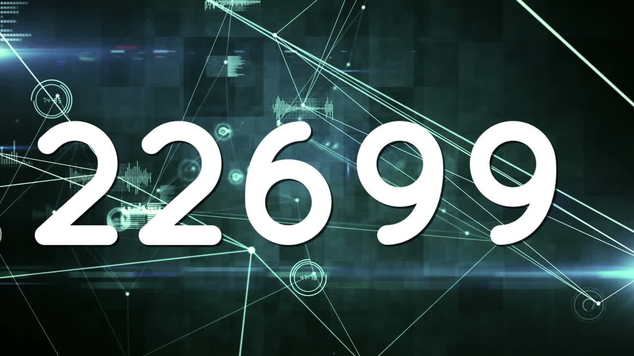 animación de números que cambian a través de la red de conexiones con las estadísticas