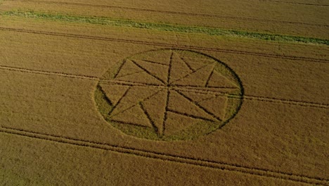 wheat field crop circle farmland vegetation aerial right rotation view stanton st bernard wiltshire