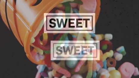 animación de texto dulce sobre dulces de halloween