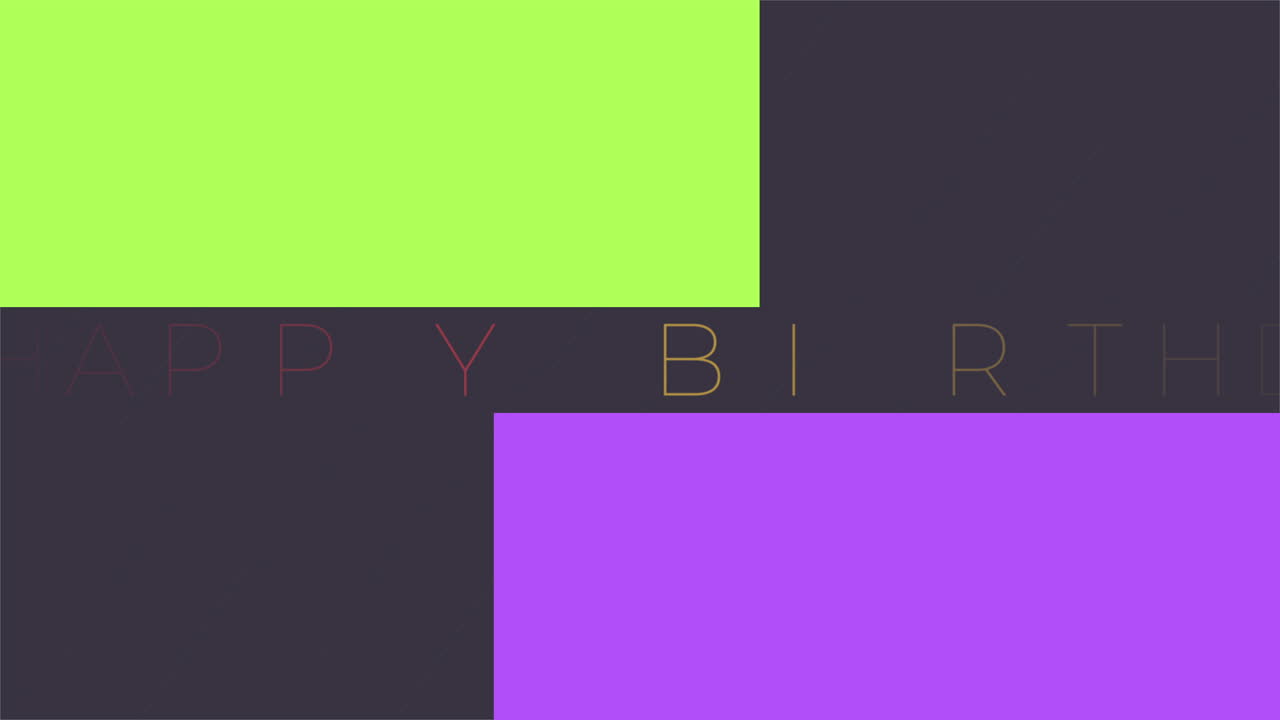 Happy Birthday with green and purple stripes on black color