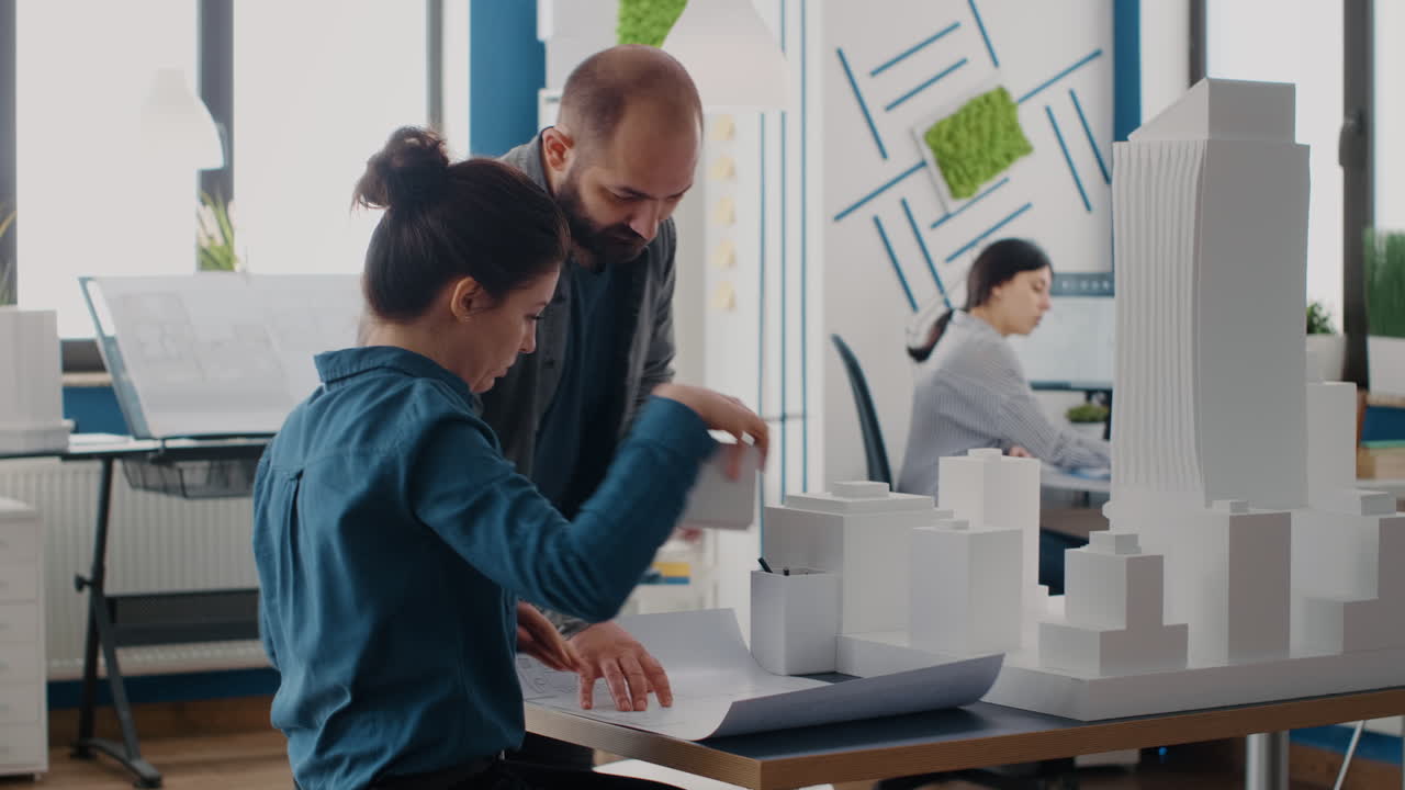 Architectural design team working in the office