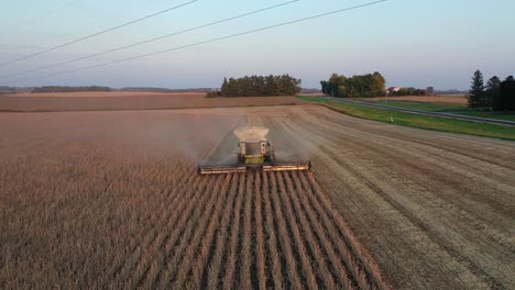 soybean harvest in progress