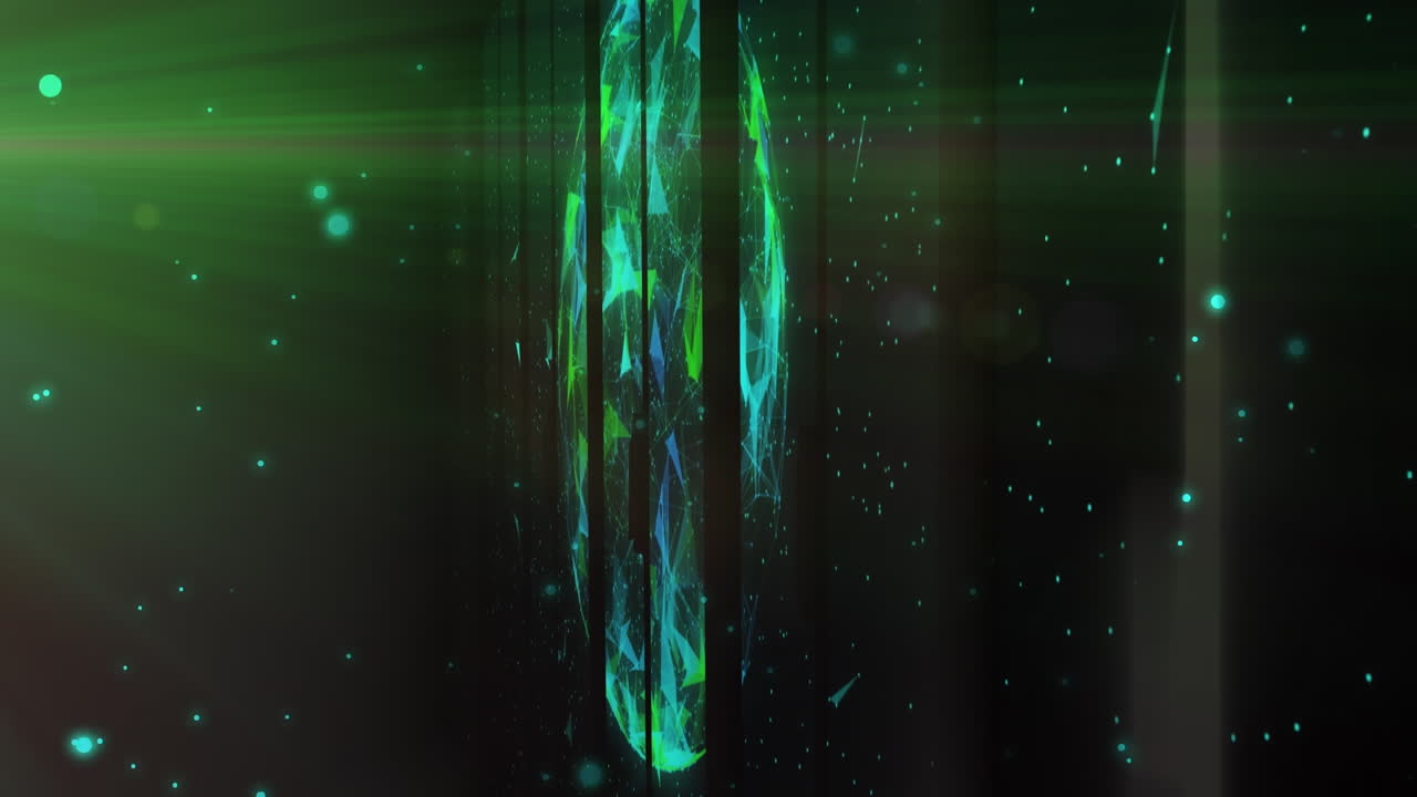 Animation of moving shapes and globe on black background