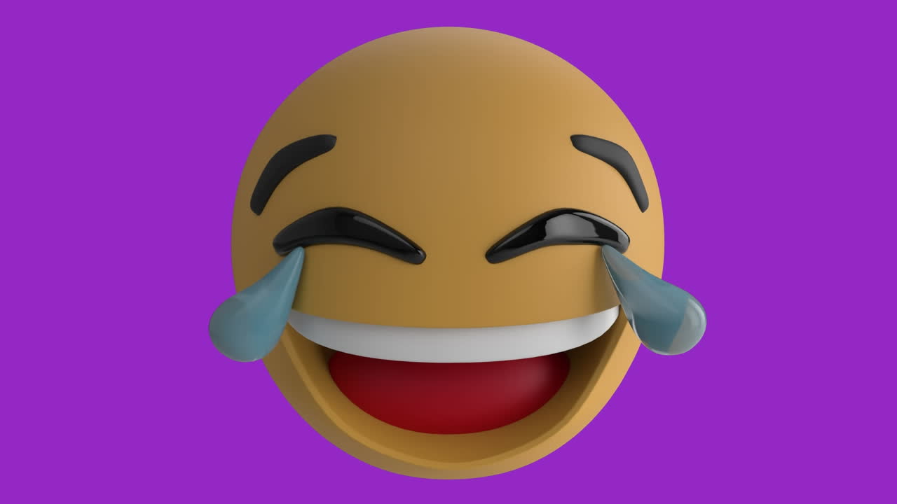 animación del icono de emoji feliz sobre los senderos de luces rojas