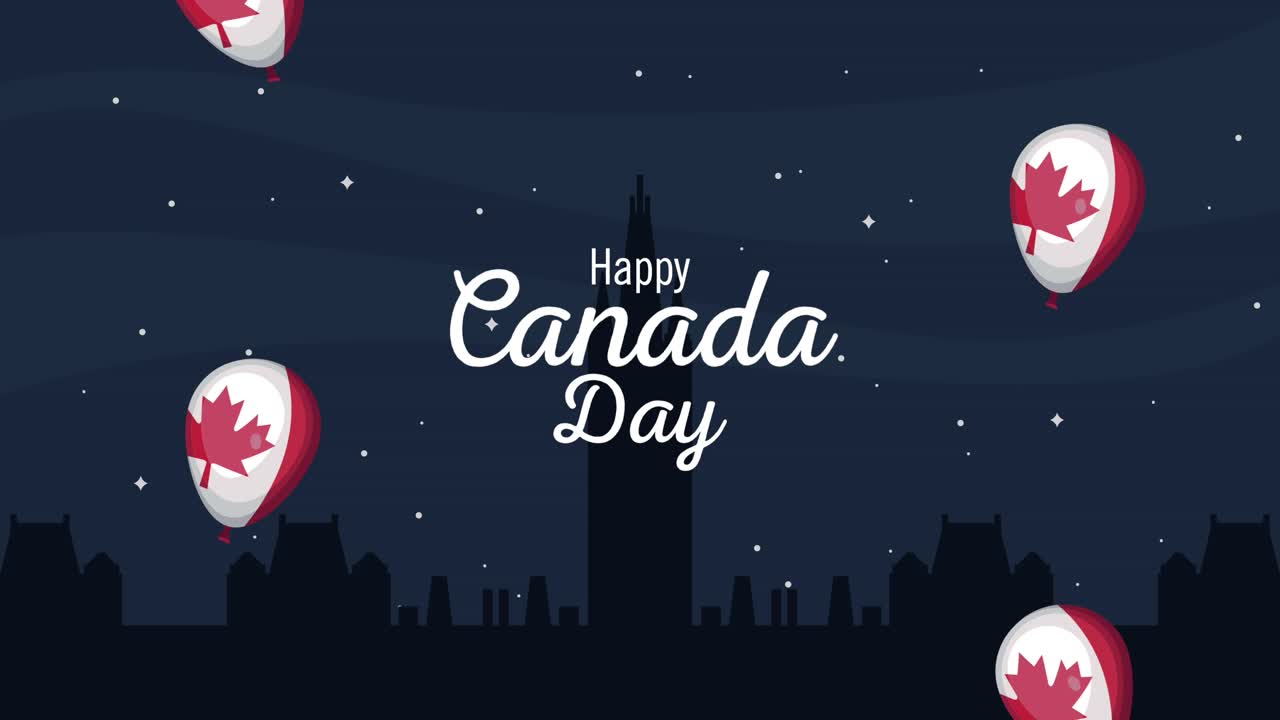 animazione delle lettere di happy canada day