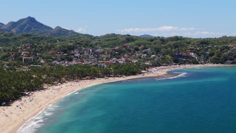 Aerial-flight-over-Sayulita,-Mexico