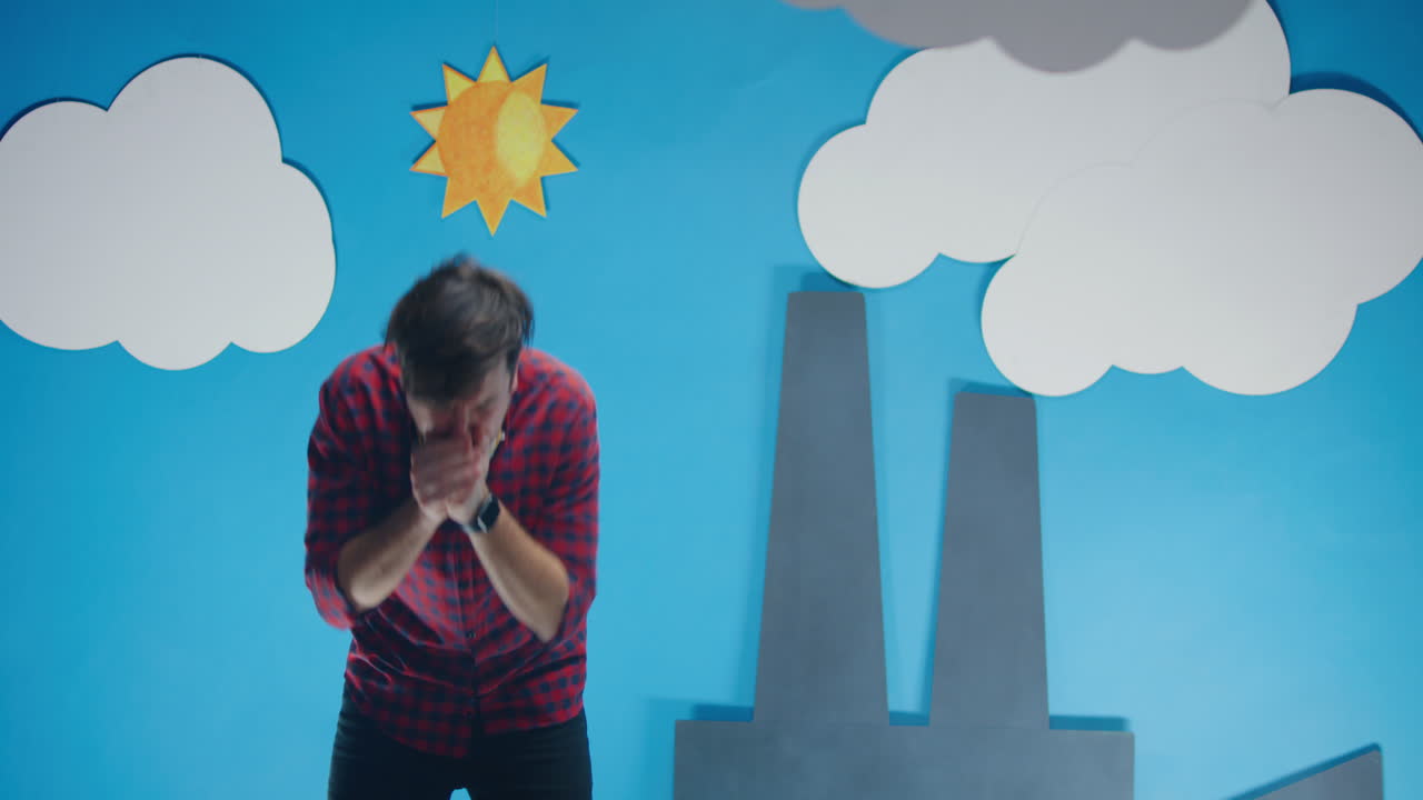 Man reacting to pollution