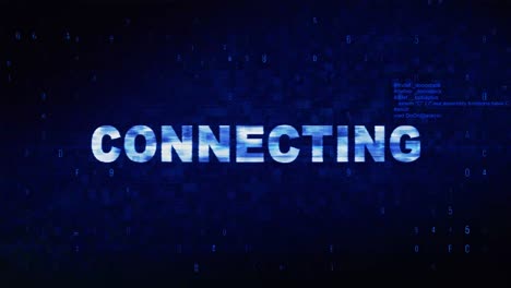 Connecting text digital noise twitch and glitch effect tv screen loop animation background login and