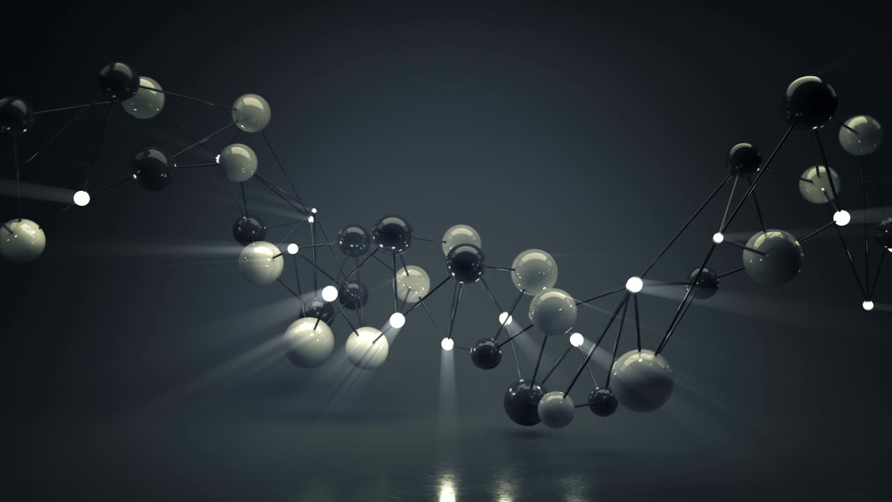 скрученная проволочная сетка из блестящих сфер бесшовная петля 3d рендеринговая анимация