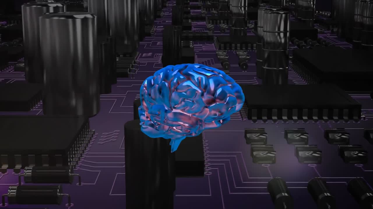 Glowing brain and computer circuit board