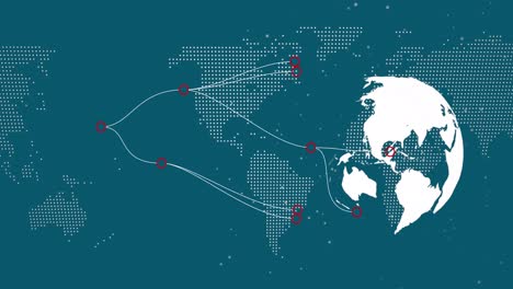 Animación-Del-Procesamiento-De-Datos-Y-Del-Globo-Sobre-Fondo-Azul