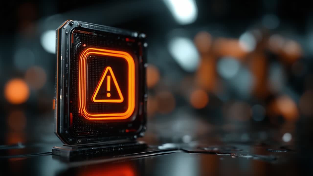 A High-Tech Warning Signal Glows Bright in a Futuristic Environment, Signaling Caution with an Eye-Catching Attention to Detail and Clarity in Design Elements
