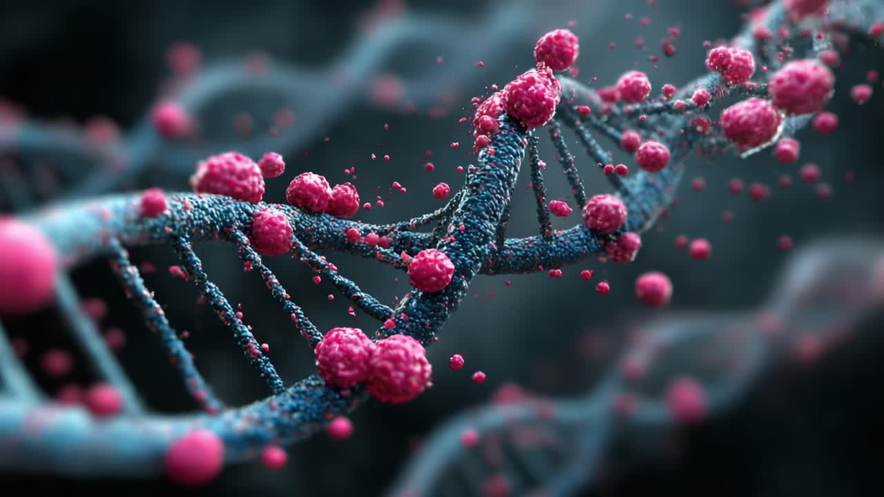 An Intricate Visualization of DNA Structure Highlighting the Interplay between Genetic Material and Cellular Components in a Dynamic Molecular Environment