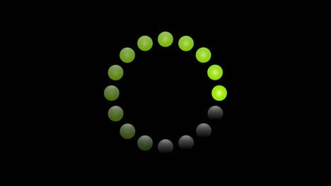 loading circle icon animation on black background. 4k clip with green led.