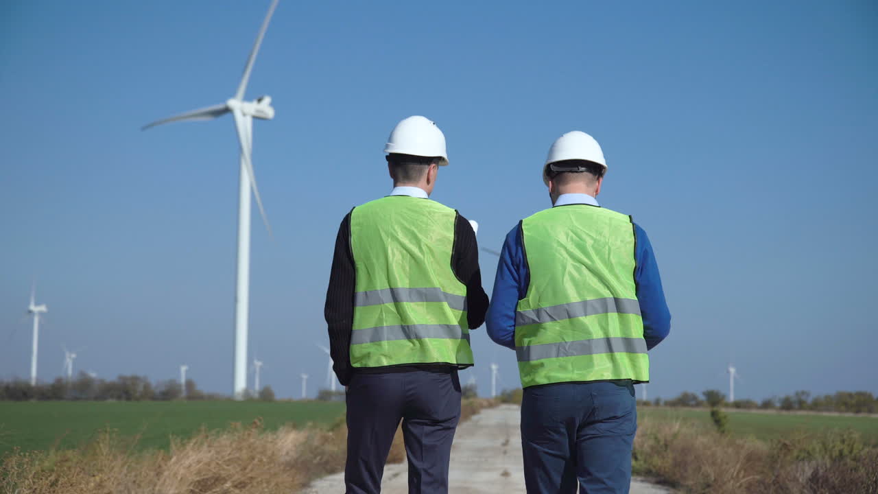 Wind Farm Engineers Inspecting Infrastructure