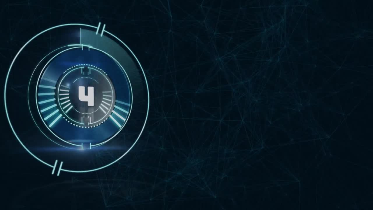 animación del escaneo del alcance con cuenta atrás a través de la red de conexiones