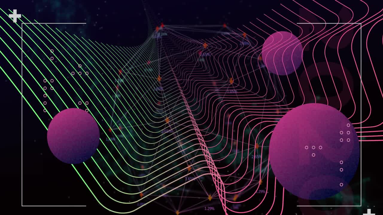 Animation of globes, data processing over network of connections