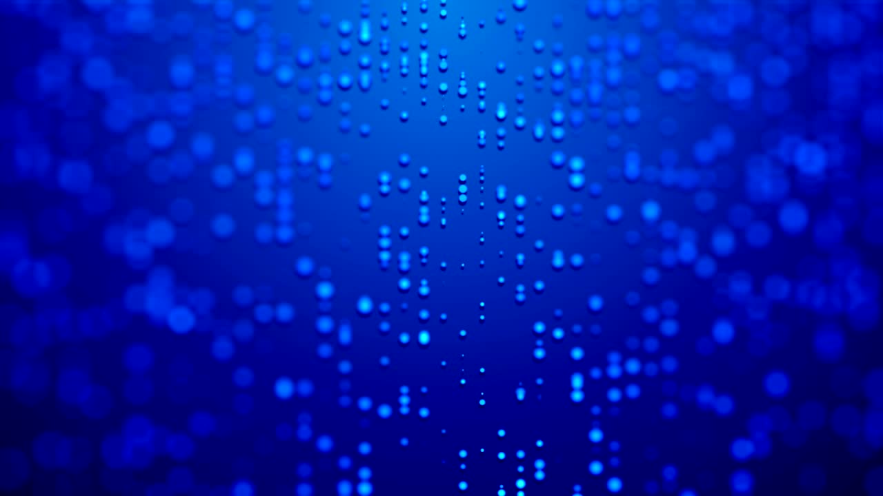 흐르는 물방울은 스크린 세이버의 추상적인 배경으로 파란색으로 흐려집니다. 4k uhd 비디오 루프 애니메이션.