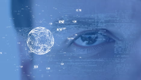 primer plano del ojo mirando el globo animado