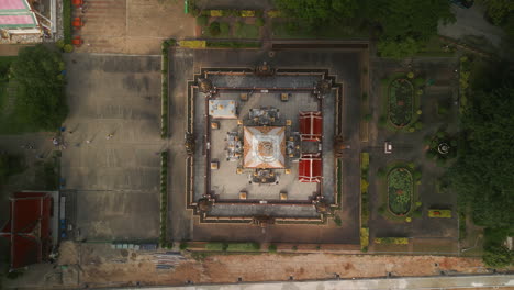 aerial view of a thai temple complex