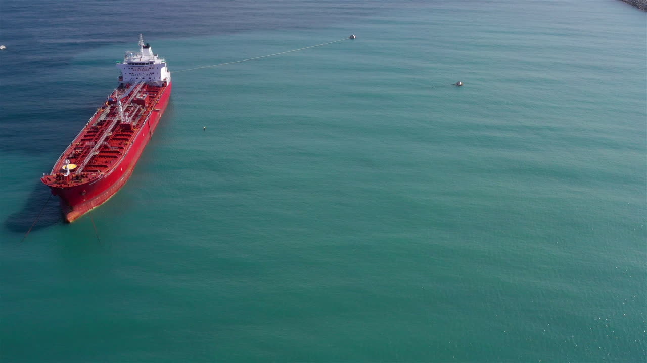 Oil spills out of a ship to Mediterranean Sea- Aerial View