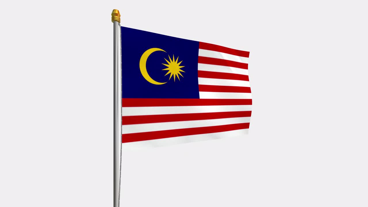Video in loop della bandiera della Malesia che sventola al vento, video in slow motion 4K, con canale alfa