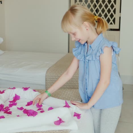 a 6-year-old girl enters the hotel room