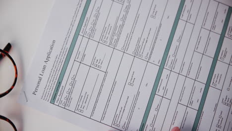 filling out a loan application