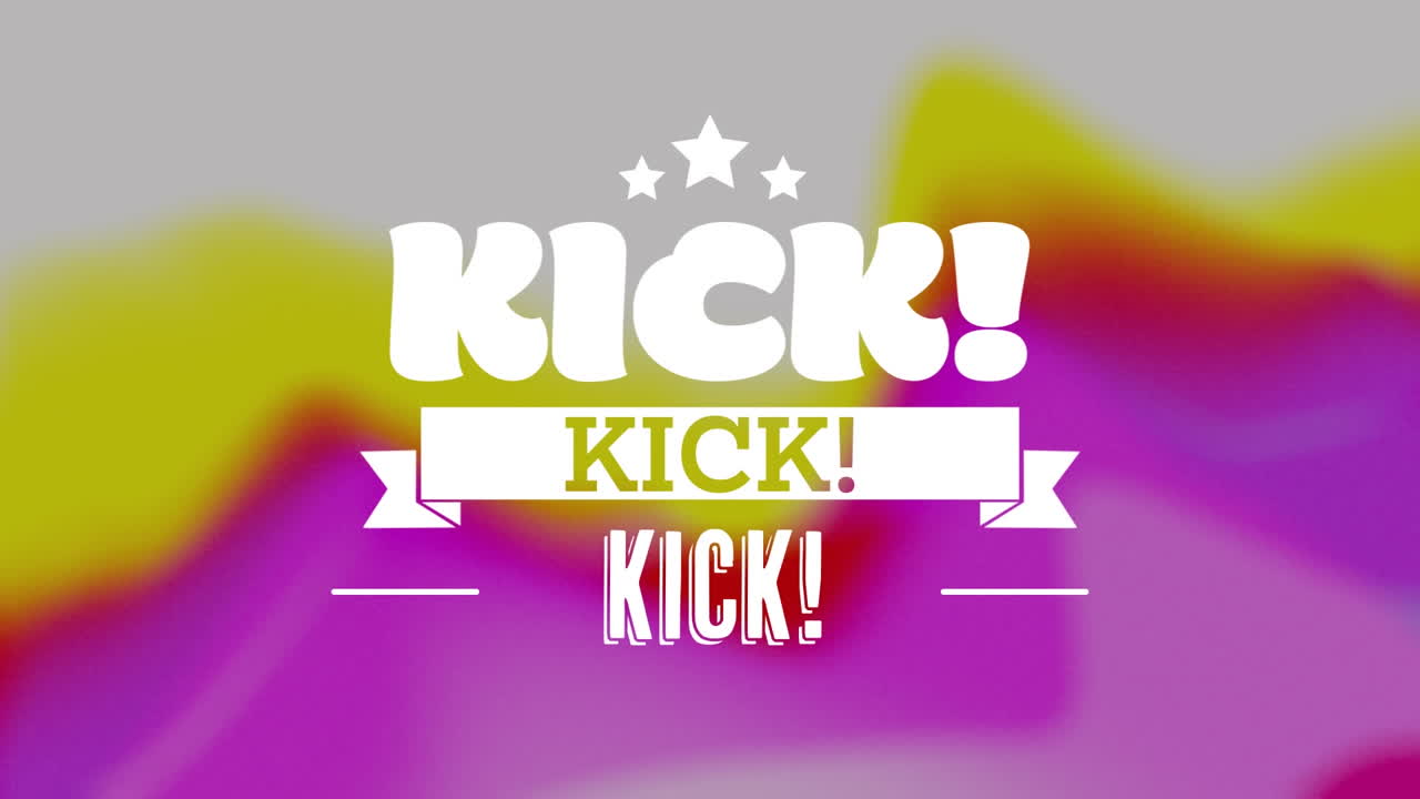 animación del texto de patada en un fondo colorido