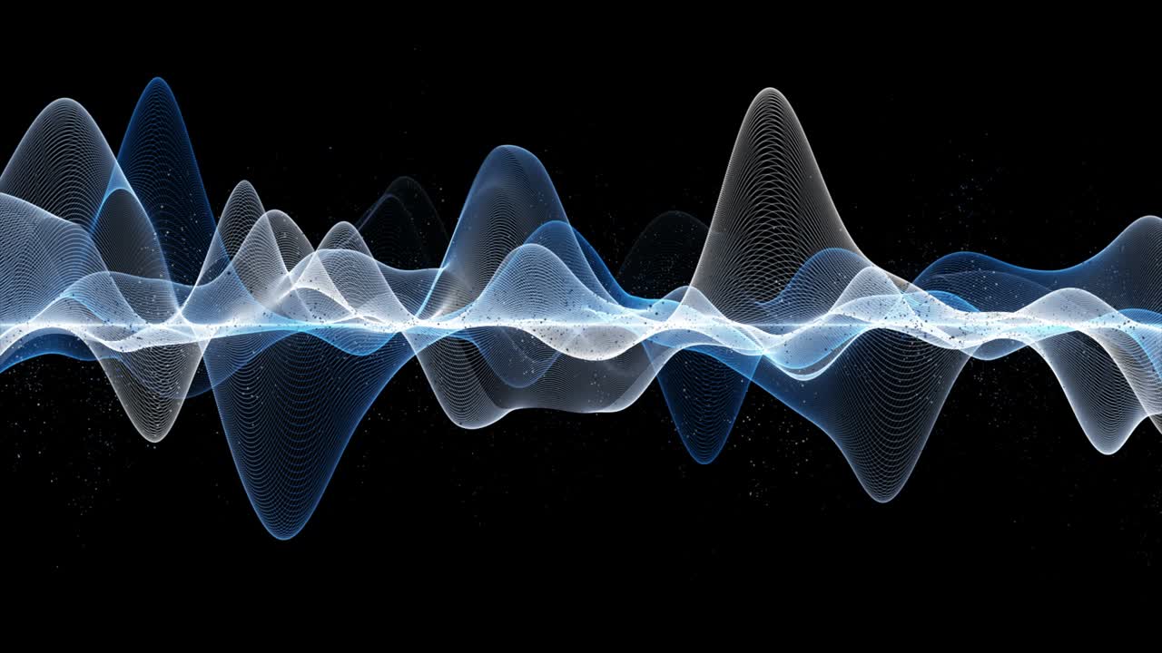 천천히 움직이는 입자 파동 물체와 함께 미래의 애니메이션, 4096x2304 루프 4k