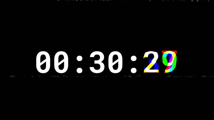 Retro Glitch Countdown Timer with Static Effect