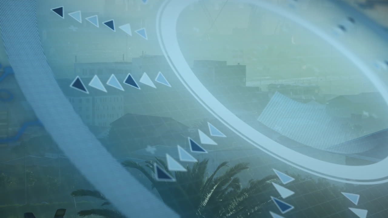 Animation of scope scanning over cityscape