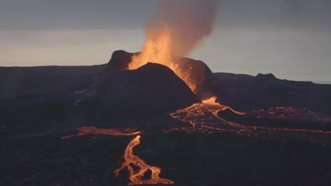 scenic powerful volcanic eruption overflowing lava rivers iceland 2021