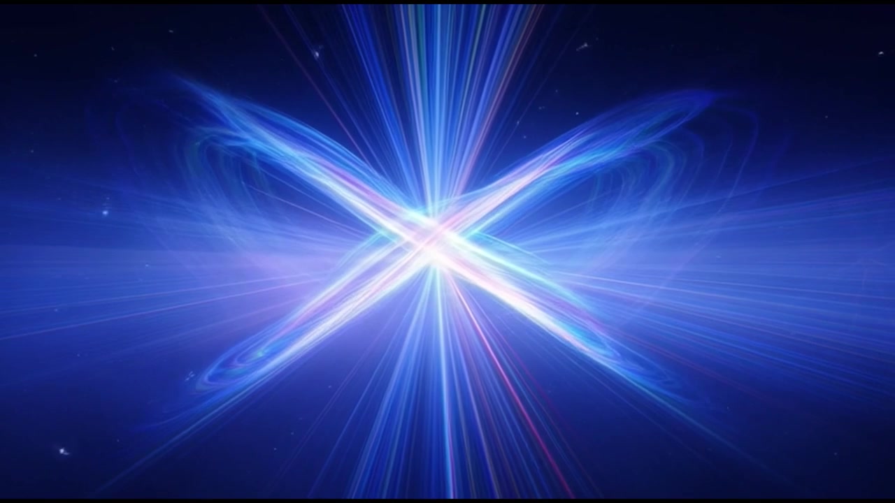 Scie di luce cosmiche astratte e particelle di energia incandescenti nello spazio