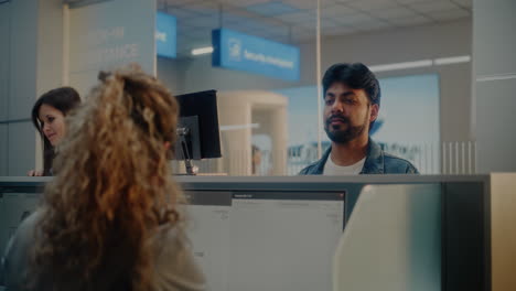 airport check-in counter interaction