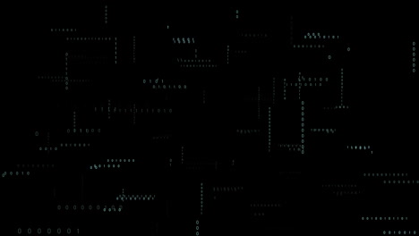 animation of binary coding and data processing on black background