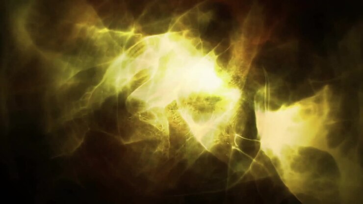 Animation of orange light shapes on black background