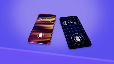 two futuristic smartphones with fingerprint scanners