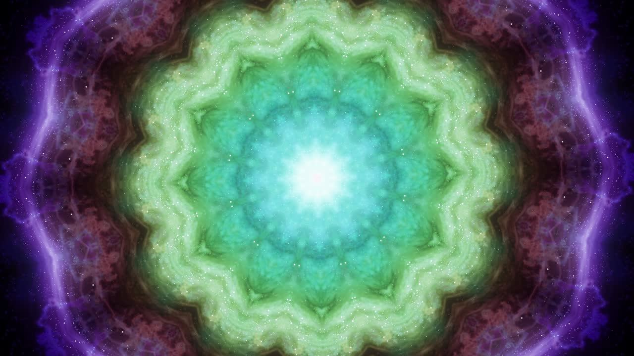 4k looping footage. transformando la flor del arte del mosaico vintage ornamental. el mandala cósmico esotérico abstracto. la flor de loto en ciernes.
