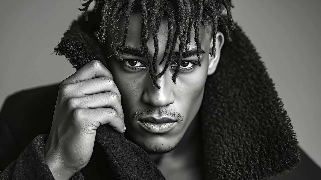 A man with dreadlocks covering his face with his hand