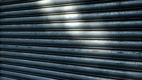 metal shutter of the closed shop with sunlight