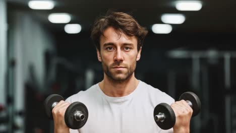 man lifting dumbbells at the gym