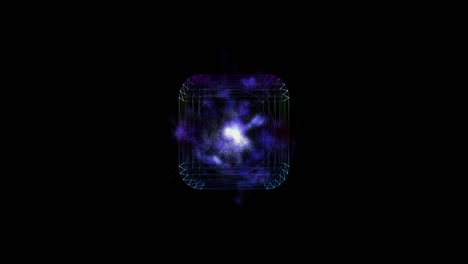 tecnología de figuras abstractas fondo cuadrado púrpura de líneas y puntos animados, partículas. 4k, elemento fui. fondo geométrico de partículas abstractas. gráficos de movimiento. elemento gráfico para diseño.
