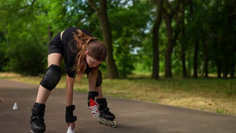 teenager roller skating practice