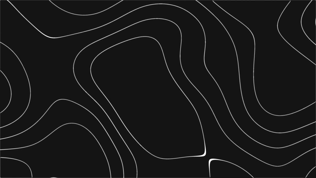 Abstract Animation of Moving White Contour Lines on Black Background